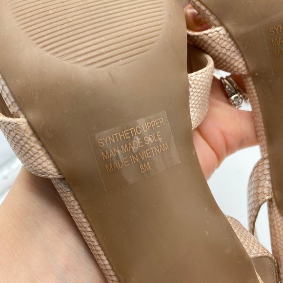 Ann Taylor Kitten Heel Strappy Sandals 8 M Pink Faux Snakeskin Dressy NEW Pastel - Picture 9 of 9